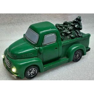 Bringing Home the Tree on our Green Truck, Lighted Headlights, Battery Operated